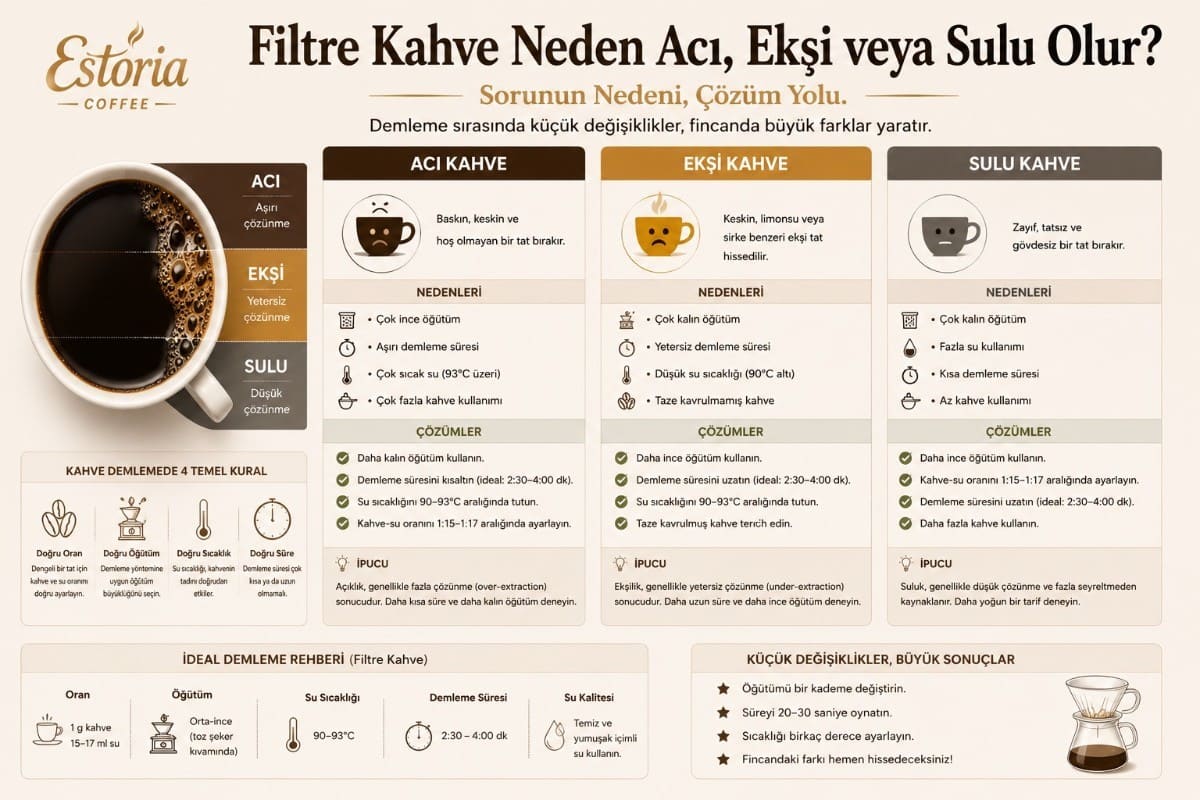Filtre Kahve Neden Acı, Ekşi veya Sulu Olur?
