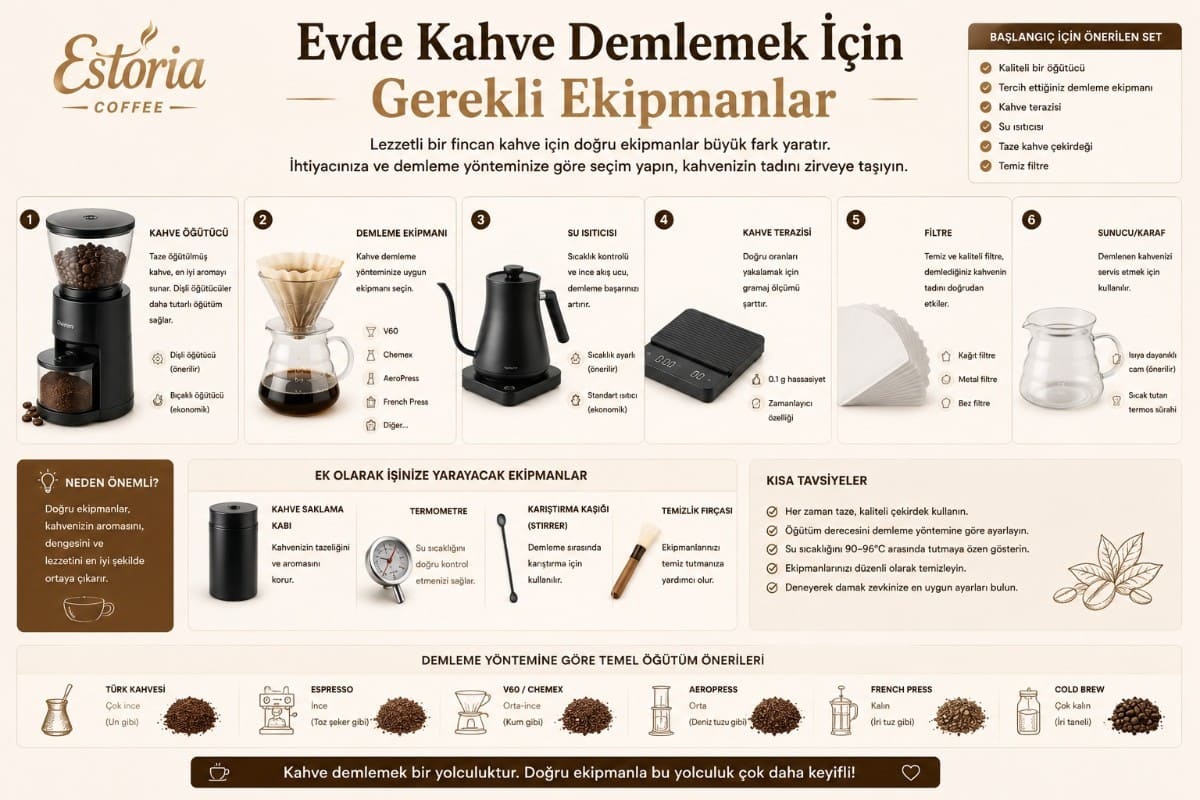 Evde Kahve Demlemek İçin Gerekli Ekipmanlar