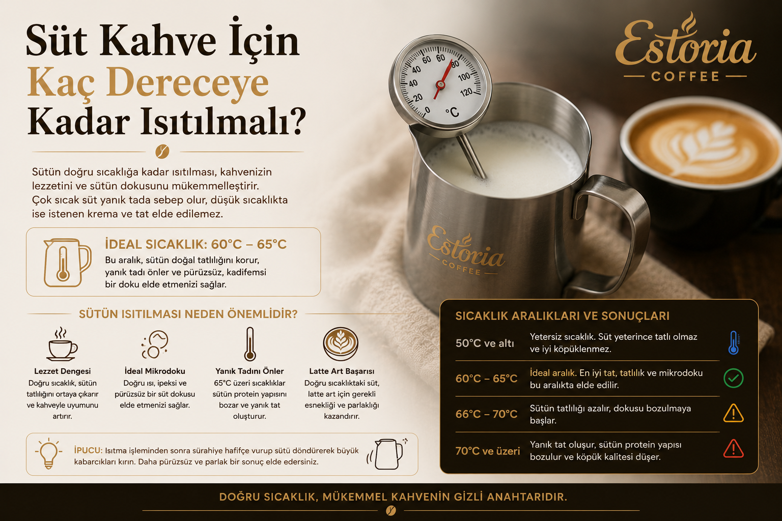 Süt Kahve İçin Kaç Dereceye Kadar Isıtılmalı?