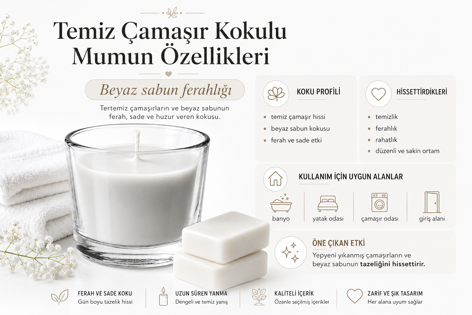 Temiz Çamaşır Kokulu Mumun Özellikleri